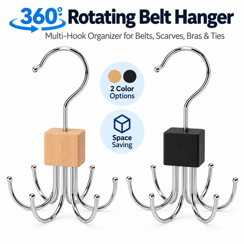 360° Rotating Belt Hanger for Closet Storage – Multi-Use Organizer