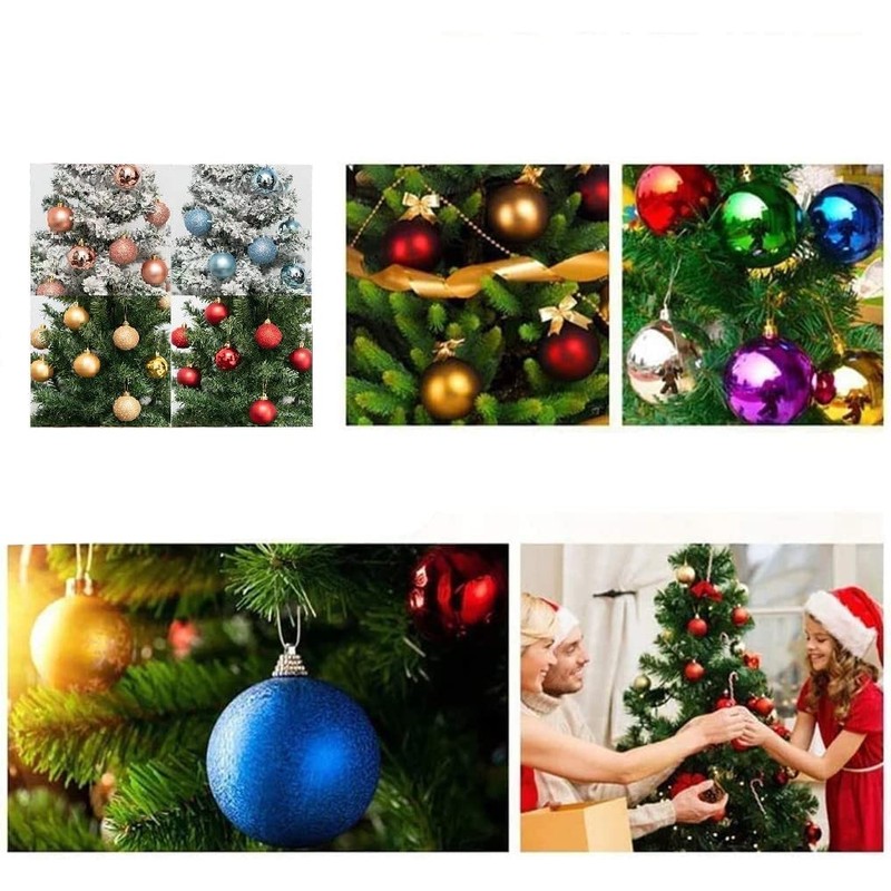 ZANZER 24Pcs 40mm Shiny Silver Christmas Tree Balls, Shatterproof Plastic