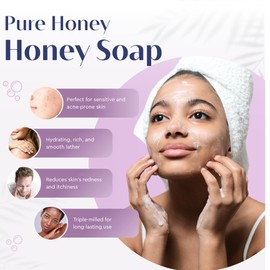 Baudelaire Honey Soap Set - Luxurious Vegetable-Based Bars with 5% Pure Honey, and Hydrating Lanolin, Natural Honey Scent - Spa Quality (Pack of 6)