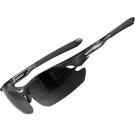 ATTCL Sunglasses For Men - Upgraded Sports Polarized Sunglasses for Cycling Driving Fishing UV Protection 7027-C1 Black