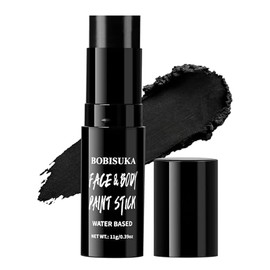 BOBISUKA Pintura facial negra, altamente pigmentada, cobertura completa, lavable, pintura facial y corporal para Halloween, esqueleto, payaso, zombi, 