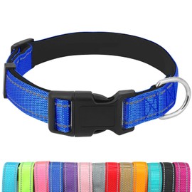 Dog Collars Adjustable for Medium Dogs,Heavy Duty Waterproof Dog Collar with Quick Release Buckle,Girl Boy Female Male Reflective Nylon Dog Collar with Soft Neoprene Padded,M,Navy Blue