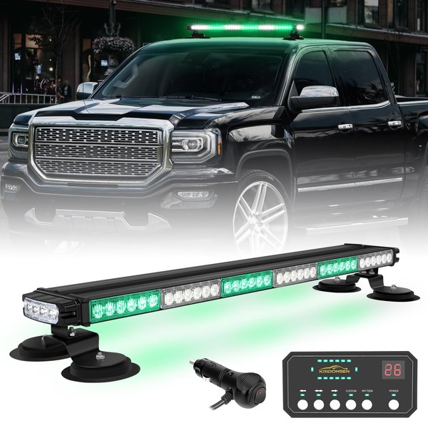 XRIDONSEN 28.4" 80 LED Green White Roof Emergency Light Bar