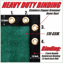 ColourTree Customized Size Fence Screen Privacy Screen Green 8' x 52’ - Commercial Grade 170 GSM - Heavy Duty - 3 Years Warranty - Cable Zip Ties Included