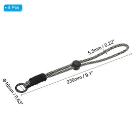 PATIKIL Paracord Lanyard Keychain, 4Pcs Cell Phone Keychain Rope Wrist Lanyards Braided Strap with Spring Ring for Hanging Key, Wavy Design, Black, Grey