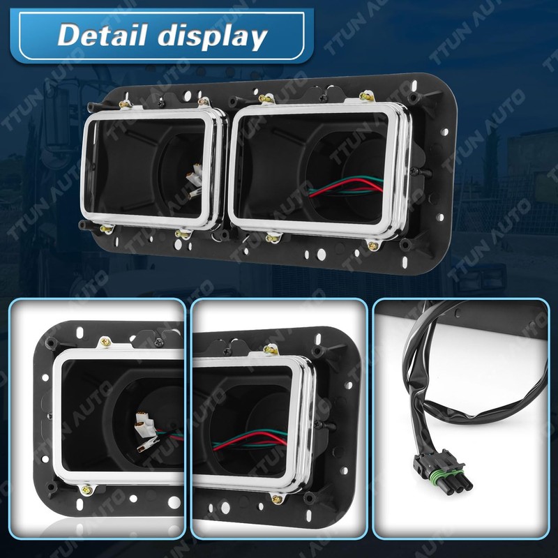 TTUN AUTO Headlight Housing Base With Wire Harnesses Replacement for
