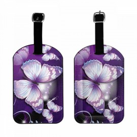 Zoczos Beautiful Butterflies Luggage Tag Identifier Tentacles Flowers Branches Nature Shines Travel Suitcase Baggage Bag Tag ID Labels with Leather Strap Privacy Cover, 1 Pack