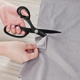 KUONIIY Left Handed Sewing Scissors for Cutting Leather, 8 Inch Dressmaking Scissors with Stainless Steel Blade, Black (4.1 Inch Small Thread Scissors)