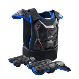 Kids Motorcycle Armor Suit Dirt Bike Gear - StarknightMT Youth Motocross Riding Protector with Knee Elbow Arm Shoulder Protection Pad for Cycling Off-Road Riding Skiing Skating (Blue)