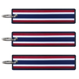 JAVD Thailand Flag Keychain Tag with Key Ring - Keys, Cars, Motorcycles, Backpacks, Luggage and Gifts - EDC (3 Pack)