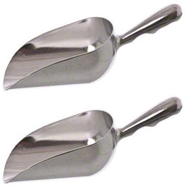 SET OF 2, 12 Oz. (Ounce) Bar Ice Scoop, Dry Bin Scoop, Dry Goods Scoop, Candy Scoop, Spice Scoop, Cast Aluminum