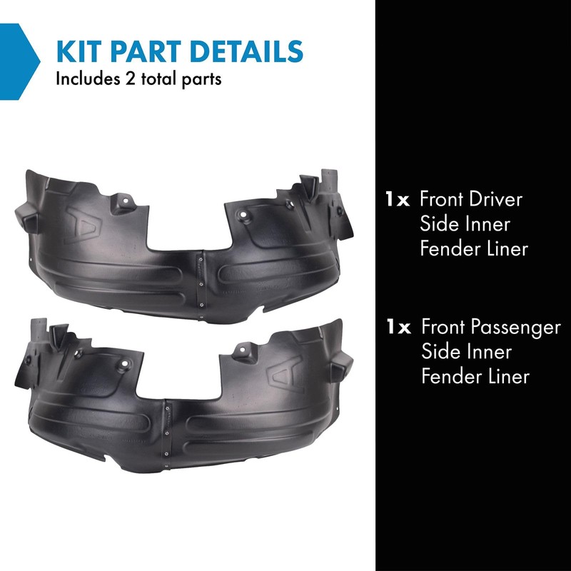 TRQ Front Inner Fender Liner Set Compatible with 2010-2013 Hyundai