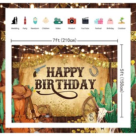 APDECCLK Western Cowboy Birthday Backdrop Wild West Rodeo Rustic Wooden House Barn Photography Background for Cowboy Theme Birthday Party Baby Shower Decorations Banner (82x59 inch (7x5FT))