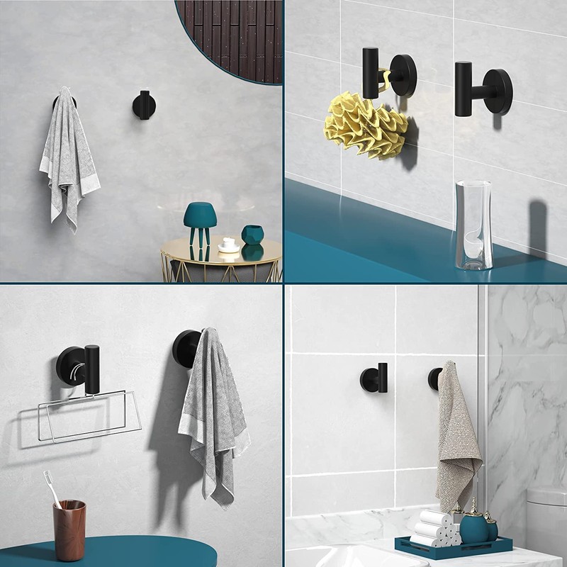 SOCONT Towel Hooks for Bathrooms Wall Mount, 6 Pack Matte