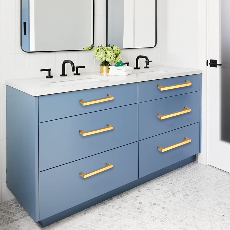 Redunest Cabinet Pulls Gold Cabinet Handles Square Drawer Pulls, 50