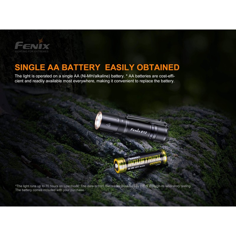 Fenix E12 V2 160 Lumen LED flashlight with EdisonBright AA