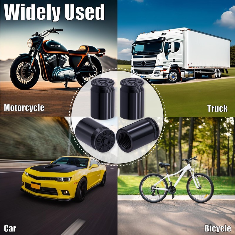 MEAJOO 4PCS Bullet Shell Tire Valve Stem Caps, Aluminum Alloy
