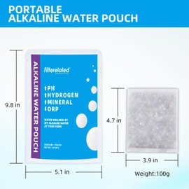 Filterelated Alkaline Water Filter Pouch 100g, Raise pH to 9+, BPA-Free SGS Tested, Portable Water Filter for Home, Camping, Travel, Office, Long-Lasting 420 Liltre / 111 Gallons (1-Pack)