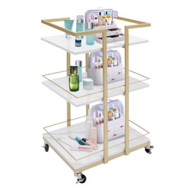 3 Tier White Rolling Cart,Metal Beauty Rolling Storage Cart with Wheels Multi-Purpose Rack Heavy-Duty Salon Trolley Carts Organizer for Home Patio Office Salon Beauty Spa Tattoo Manicure