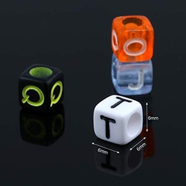 Naler 800 Cuentas de Letras Cuadradas para Hacer Pulseras, Cuentas de Colores para Pulseras Bisutería, Manualidades de Niñas (6mm, 26 Letras)