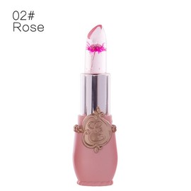 Ladies Flower Jelly Lipstick Temperature Change Moisturizer Lip Gloss Compact Makeup Color Hydrating Moisturizing Case - Color: 02#