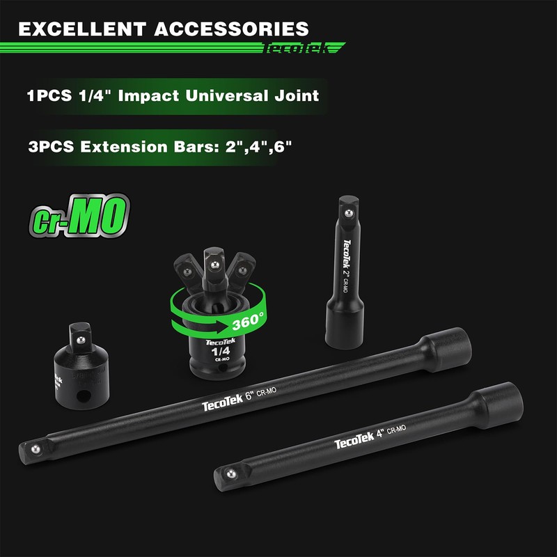 TecoTek 19-Piece 1/4" Drive Shallow Magnetic Impact Socket Set, Metric,