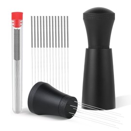 WDT Tool - Removable Coffee Distributor Upgraded WDT Tool Aluminium Espresso Coffee Accessories with Stand and 7 Fine Needles Espresso Accessories for Barista (13 Replacement Needles)