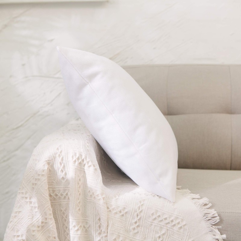 NATUS WEAVER 2 Piece White Pillow Case Faux Linen Square