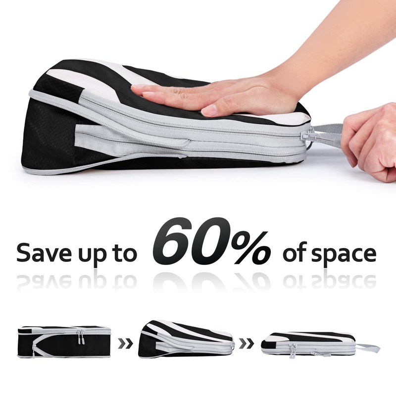 Joyoldelf Compression Suitcase Oragnizer Set - 7-Piece Compression Packing Cubes,