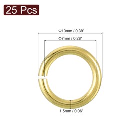 sourcing map 25Pcs Open Jump Rings, 10mm/0.39" OD Brass Jump Ring Connectors 1.5mm Thick O Rings for Necklaces Bracelet Jewelry Making Keychain DIY Craft, Gold Tone