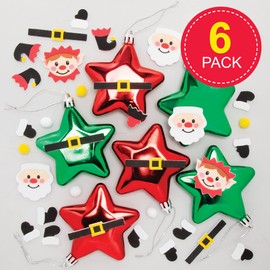 Baker Ross FE976 Christmas Star Decoration Craft Set - Pack of 6, Make Your Own Christmas Decorations, Ball Decorations for Children for Crafts and Hanging
