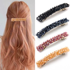 Elegant Hair Barrettes for Women and Girls, B.PHNE Rhinestones Hair Clips, Vintage French Style Hairclips Decor 4 Pack