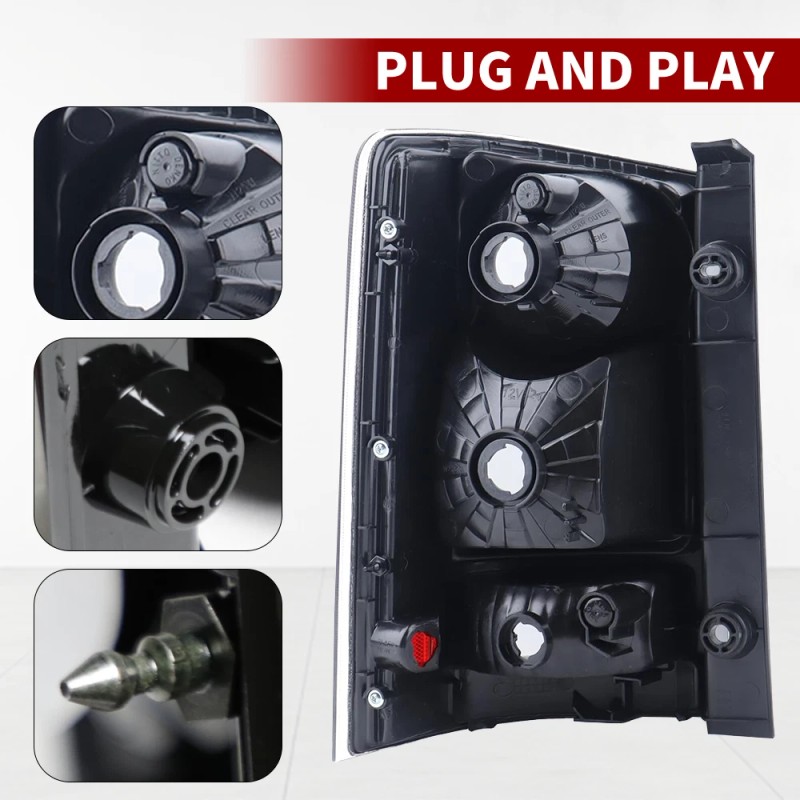 Mayello Black Chrome Housing Tail Lights Rear Lamps Fit For