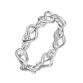 Ever Faith 925 Sterling Silver Ring for Women, Celtic Love Knot Crossed Heart Rings Minimalist Claddagh Promise Wedding Band Minimalist Jewellery Gifts for Her Mother's Day/Valentines Day Size Q