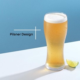 JoyJolt Callen 15.5oz Beer Glasses Set of 4 Beer Pint Glass. Craft Beer Glass, Pilsner Glasses, IPA Beer Glass. Solid Glassware Beer Cup. Classic Beer Gifts, Beer Cups, Mugs and Beer Glasses for Men