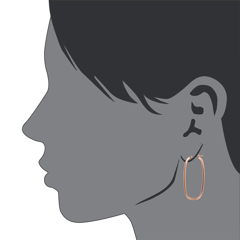 Hot Silver Sterling Silver Rectangular Square Hoop Earrings, 1.8", Metal