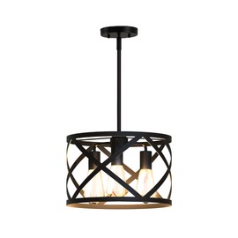Koda | Ludwig 3-Light Pendant Light Fixture, 3 x 600 Lumens LED Bulb Included, Vintage Farmhouse Industrial Metal X-Cage Design, for Home Kitchen Lighting, Bar Lights Hanging, Living Room, Hallway