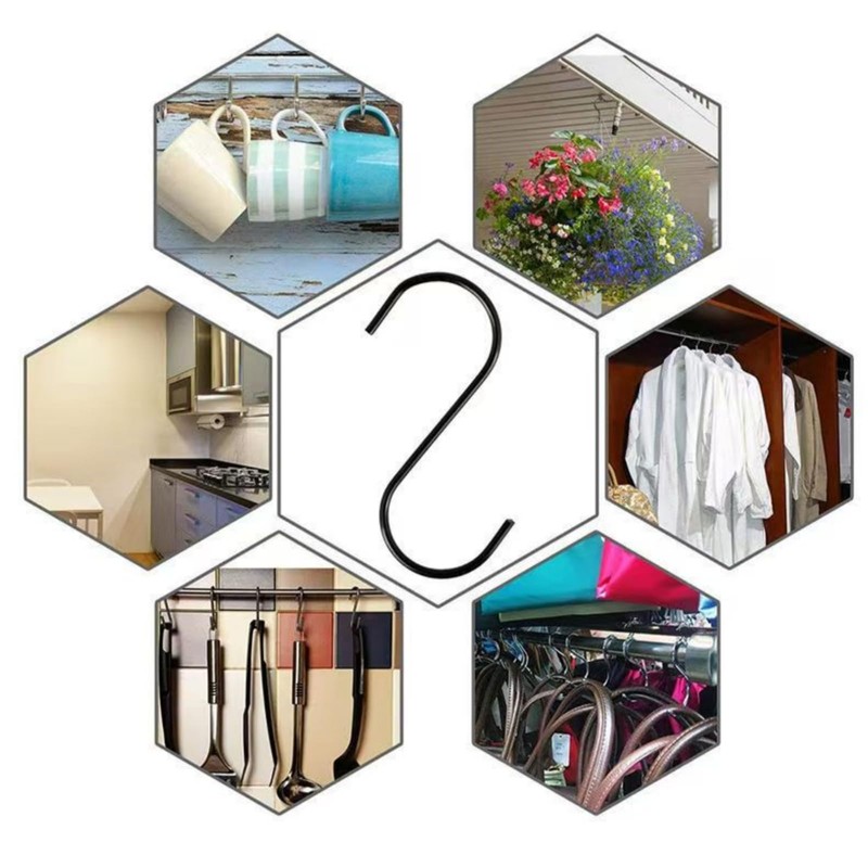 35-Pack S-Shaped Stainless Steel Metal Black Hanger Hooks, Suitable for