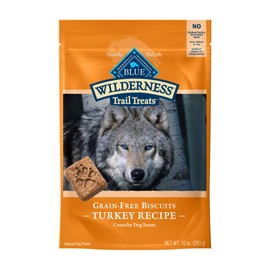 Blue Buffalo Wilderness Trail Treats High Protein Grain Free Crunchy Dog Treats Biscuits, Turkey Recipe 10-oz bag