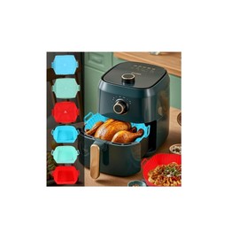 Silicone Air Fryer Linear Set with Handles, Square Shape, Red Blue Green, 3-Pack