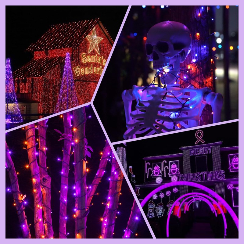 Connectable Purple and Orange Halloween Lights, 2Pack 164ft 400LED 13