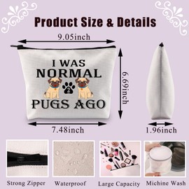 BDPWSS Pug Makeup Bag for Pug Dog Lover Gift I was Normal 2 Pugs Ago Travel Pouch Crazy Pug Lady Gift Pug Dog Owner Gift (Normal 2 Pugs CA)