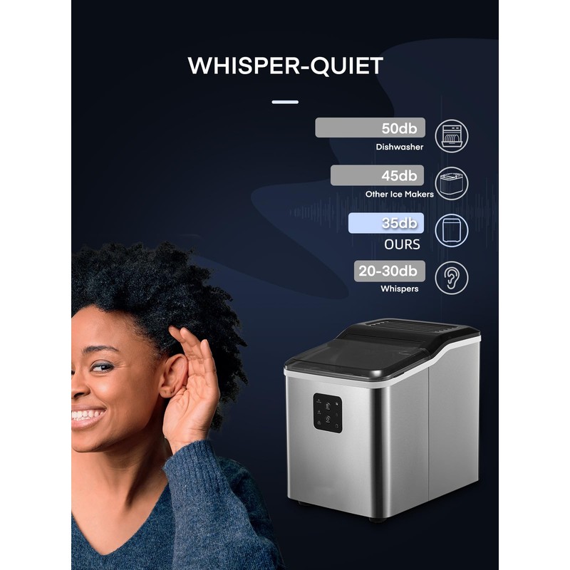Countertop Ice Maker Machine 𝑺𝒕𝒂𝒊𝒏𝒍𝒆𝒔𝒔 𝑺𝒕𝒆𝒆𝒍, 9 Bullet Ice in