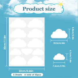 55 Pcs Cloud Decals for Walls DIY Cloud Wall Sticker Removable Stick Clouds Stickers Cloud Wallpaper for Bedroom Living Room Home Art Mural Decor
