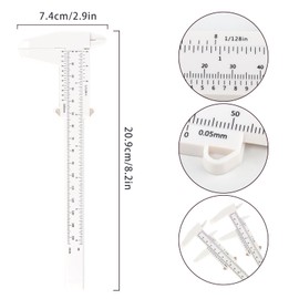 150mm Mini Plastic Caliper Double Scale Plastic Vernier Caliper for Eyebrow Jewelry Tatoo Sliding Gauge Ruler Measuring Tool (White)