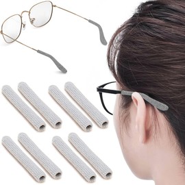 IYOOH - anteojos antideslizantes y elásticas para las orejas, con agarre para anteojos de sol, almohadillas para orejas de algodón (4 pares de grises), 4 Pares, Gris, Pequeño