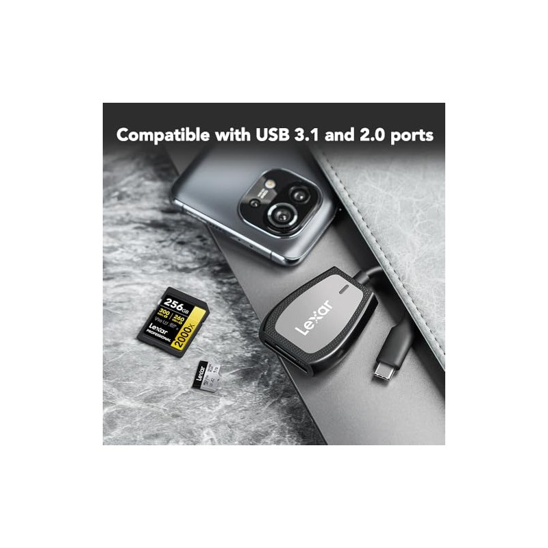 Lexar Professional USB 3.2 Tipo-C Lector de Doble Ranura, soporta