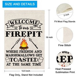 Camping Lover Gift Welcom To Our Firepit Camp Theme Garden Flag for Camper (WELCOME to our FIREPIT)