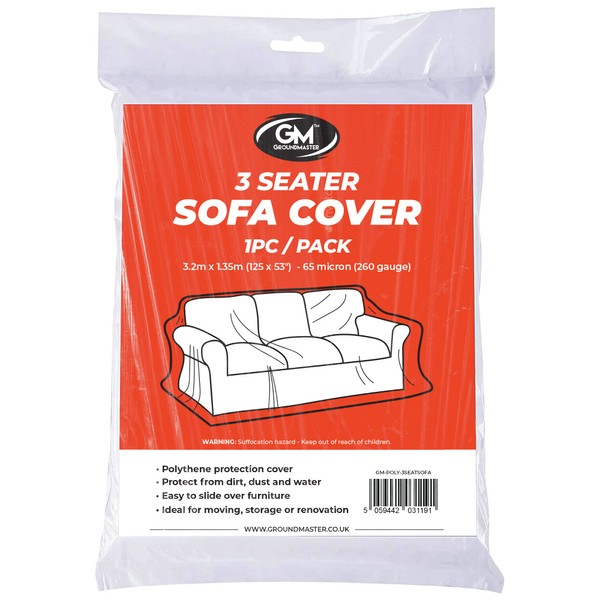 GroundMaster Polythene Plastic Sofa Chair Cover | Protective Dust Sheet
