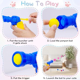 Cat Ball Toy Launcher,Toy Ball Launcher with 100pcs Soft Pom Pom Balls Interactive Cat Toy Ball Launcher Cat Ball Grabbing Toy Kitten Toys Cat Toy Set for Indoor Pet Cat Exercise Training Chasing
